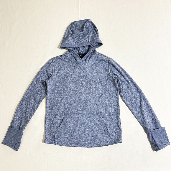 Athleta Girl Hoodie Large 12 Blue Long Sleeve Thumb Holes Pockets - Picture 1 of 12